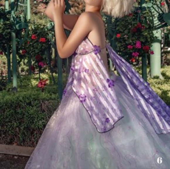 "GRETCHEN" Lavender & Mint Green Boho Wedding Ballgown Set - Picture 5 of 9